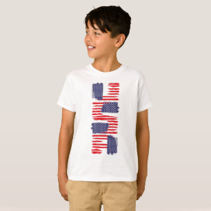 LOVE FLAG USA/EEUU TEXT BRUSH STROKE BY MASANSER P T-Shirt