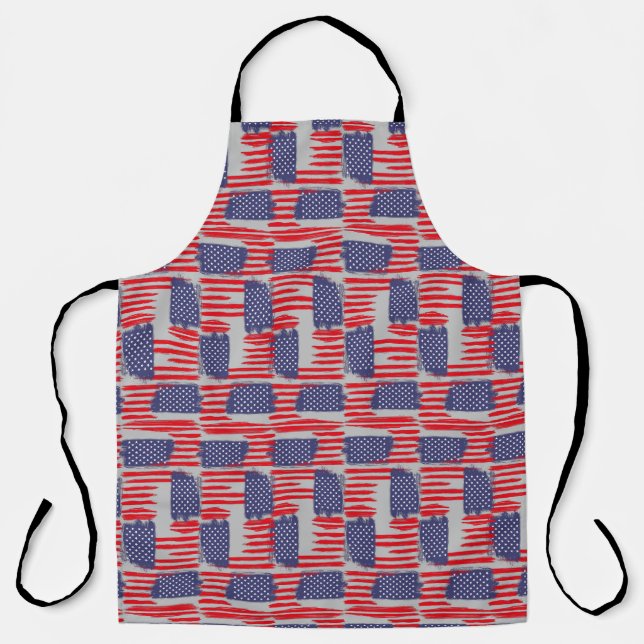 LOVE FLAG USA/USA TEXT BRUSH STROKE BY MASANSER P APRON (Front)