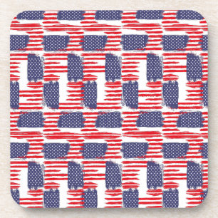 LOVE FLAG USA/USA TEXT BRUSH STROKE BY MASANSER P COASTER