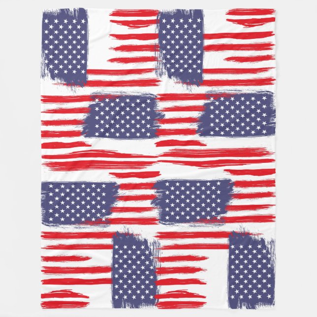 LOVE FLAG USA/USA TEXT BRUSH STROKE BY MASANSER P FLEECE BLANKET (Front)