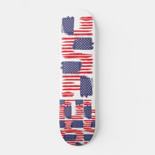 LOVE FLAG USA/USA TEXT BRUSH STROKE BY MASANSER P SKATEBOARD