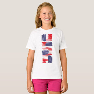 LOVE FLAG USA/USA TEXT BRUSH STROKE BY MASANSER P T-Shirt