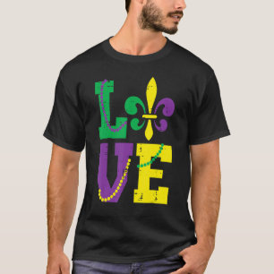 Love Fleur Lis Louisiana Mardi Gras Women Men Kid T-Shirt