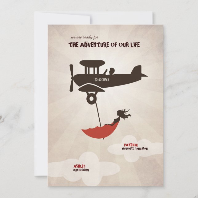 LOVE FLIGHT  Wedding Invitation (Front)