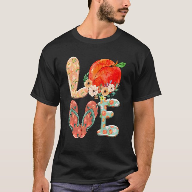 Love Flip Flop Peach  Summer Matching Family T-Shirt (Front)