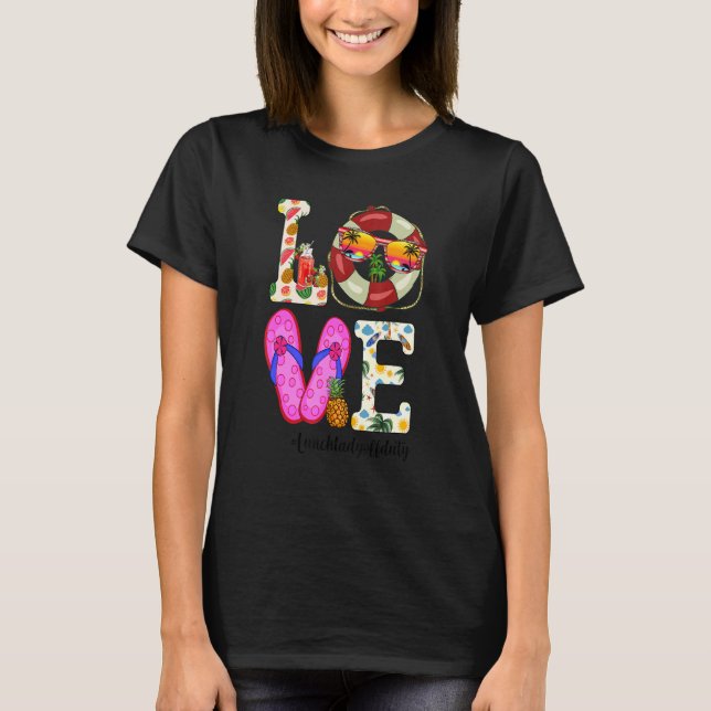 Love Flips Flop Watermelon Lunch Lady Off Duty Sum T-Shirt (Front)