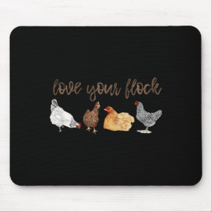Love Flock Chicken Hen Watercolor Farm House Mama Mouse Mat