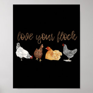 Love Flock Chicken Hen Watercolor Farm House Mama Poster