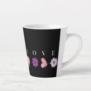 LOVE Floral Butterfly Mug, Romantic Gift for Her Latte Mug