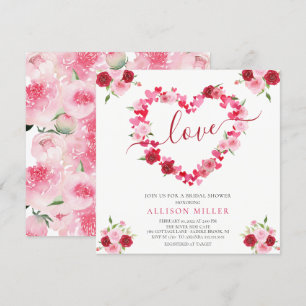 Love Floral Heart Bridal Shower Invitation