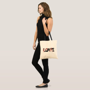Love-Floral lettering Tote Bag