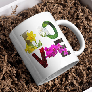 LOVE Floral Typography  Coffee Mug