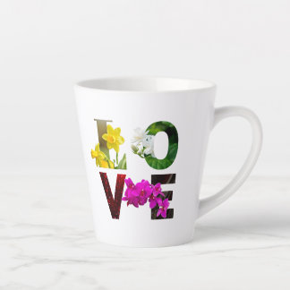 LOVE Floral Typography  Latte Mug