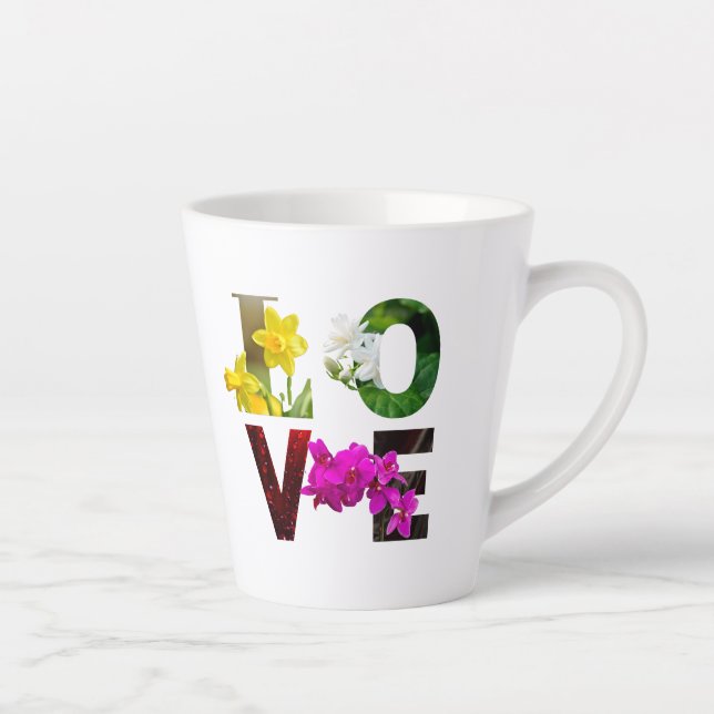 LOVE Floral Typography  Latte Mug (Right)