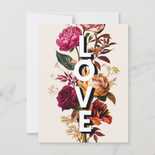 Love Floral Typography Postcard