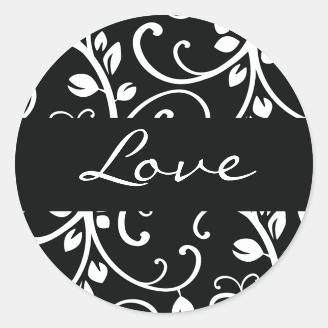 Love Floral Vine Envelope Sticker Seal (Front)
