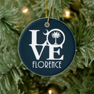 LOVE Florence South Carolina Ceramic Tree Decoration