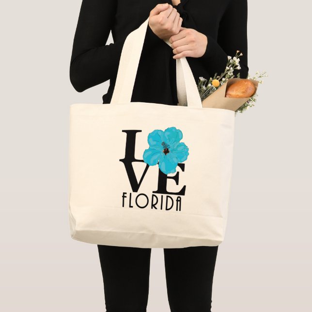 LOVE Florida Blue Hibiscus Large Tote Bag (Front (Product))