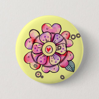 Love Flower 6 Cm Round Badge