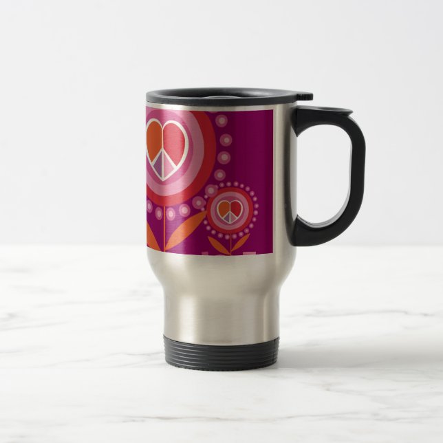 LOVE flower peace sign Travel Mug (Right)