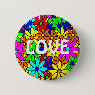 Love Flower Power Collage Pin