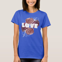 Love flower women deep royal colour T-shirt