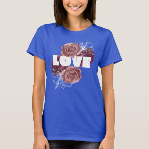 Love flower women deep royal colour T-shirt