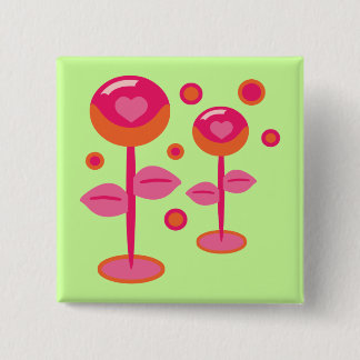 Love Flowers 15 Cm Square Badge