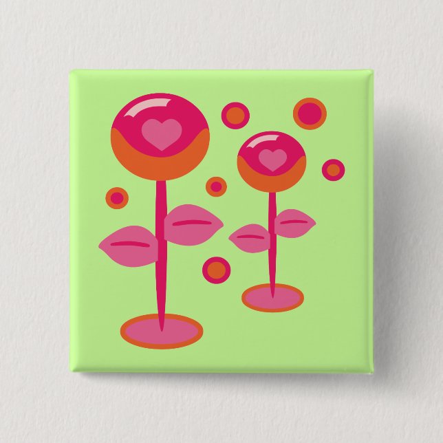 Love Flowers 15 Cm Square Badge (Front)