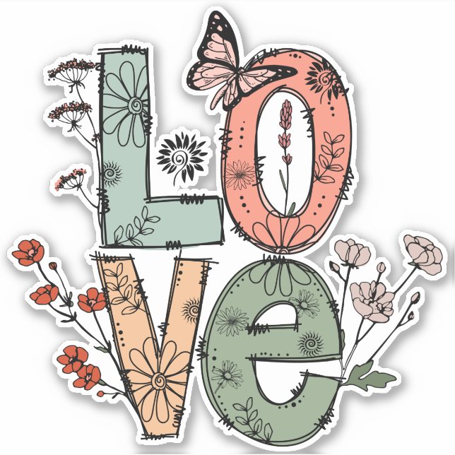 Love Flowers and Butterflies Green Orange (Front)