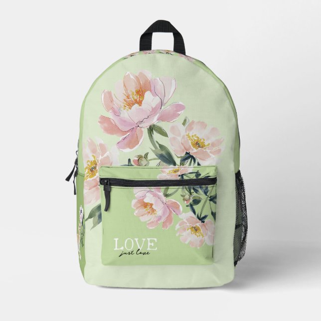 Love, Flowers and Kitten Beautiful Printed Backpack (Front)