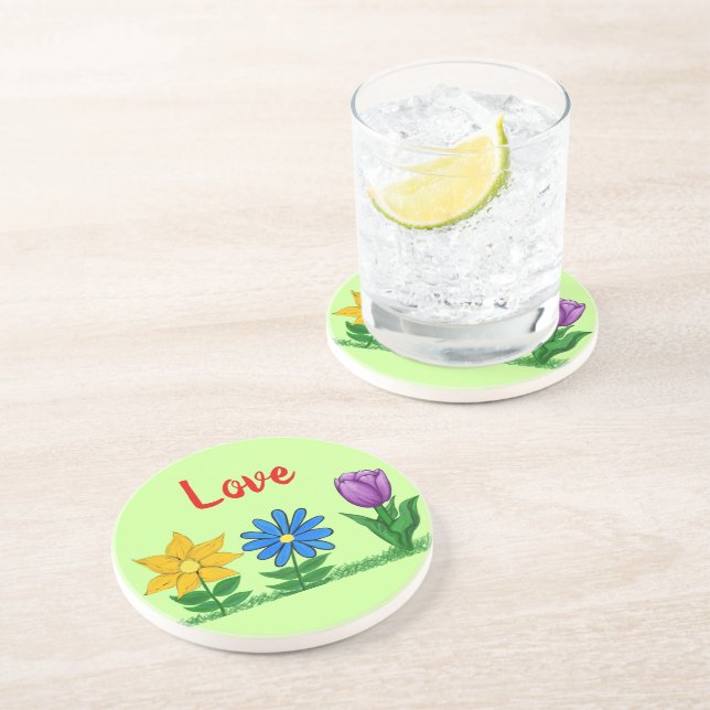 Love Flowers Drink Coasters (Side)