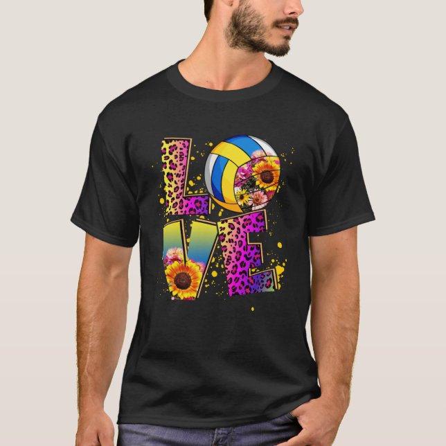 Love Flowers Floral Volleyball Ball Matching Playe T-Shirt (Front)