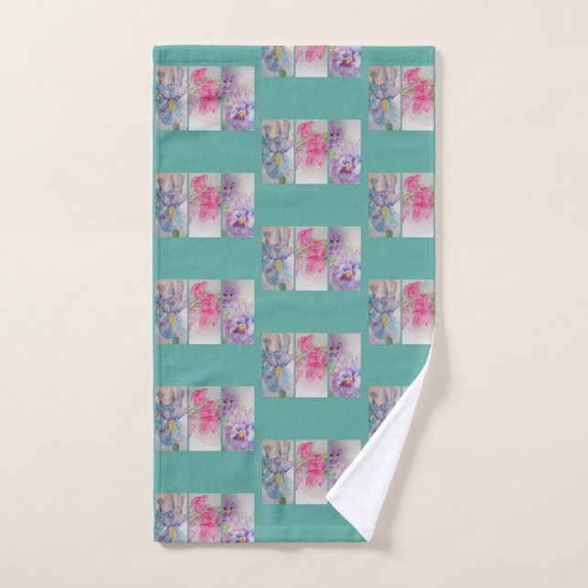 Love Flowers Mint Bathroom Hand Towel (Hand Towel)