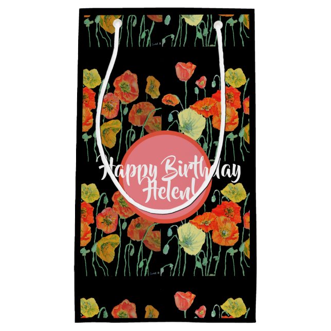 Love Flowers Orange Poppy Floral Gift Bag (Front)