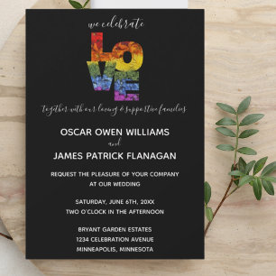 LOVE Flowers Same-Sex Wedding Collection Ebony  Invitation