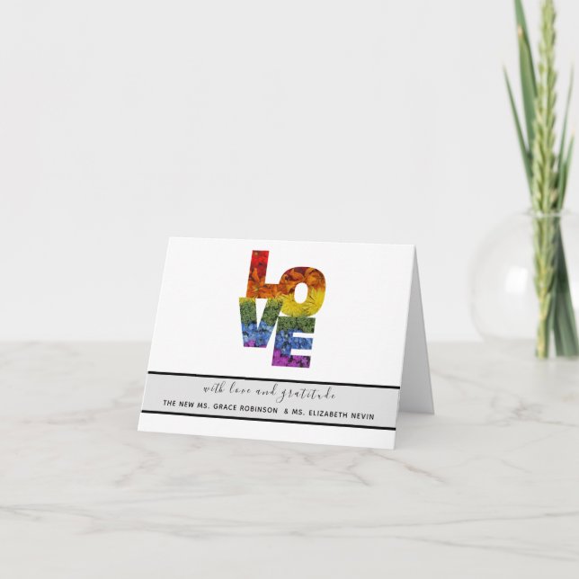 LOVE Flowers Same-Sex Wedding Thank You Card (Front)