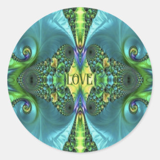 Love Flowers Trippy Batik Art Classic Round Sticker