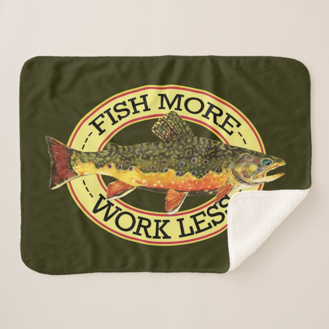 Love Fly Fishing? Catch a Brook Trout Sherpa Blanket (Front (Horizontal))