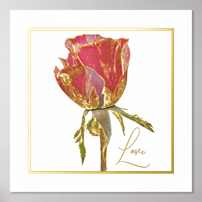 Love Foil Accent Red Rose Print Poster (Front)