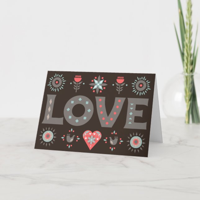 LOVE Folk Art Custom Message Card (Front)