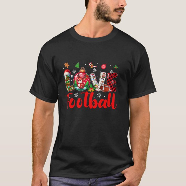 LOVE Football Christmas Funny Player Colourful San T-Shirt (Front)