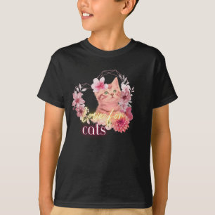 Love for Cats – Cute Floral Cat Art Tee for kids