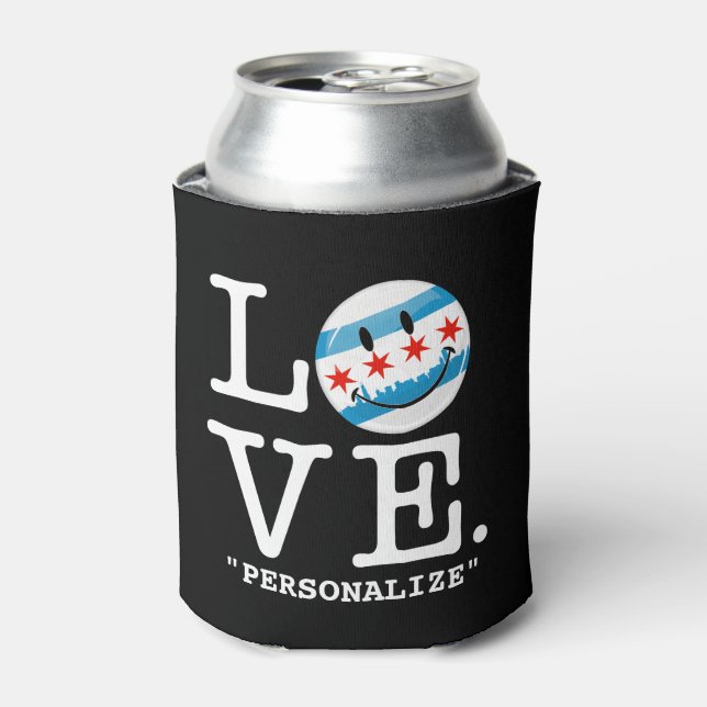 Love for Chicago Smiling Flag Can Cooler (Can Front)