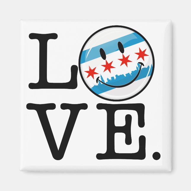 Love for Chicago Smiling Flag Magnet (Front)
