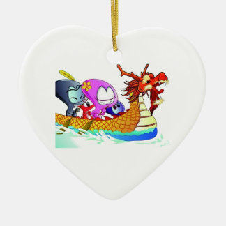 Love for dragonboating ceramic tree decoration