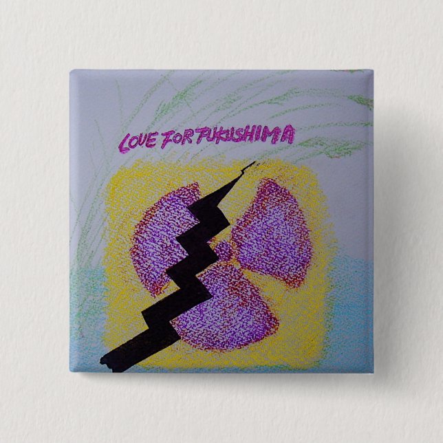 LOVE FOR  FUKUSHIMA 15 CM SQUARE BADGE (Front)