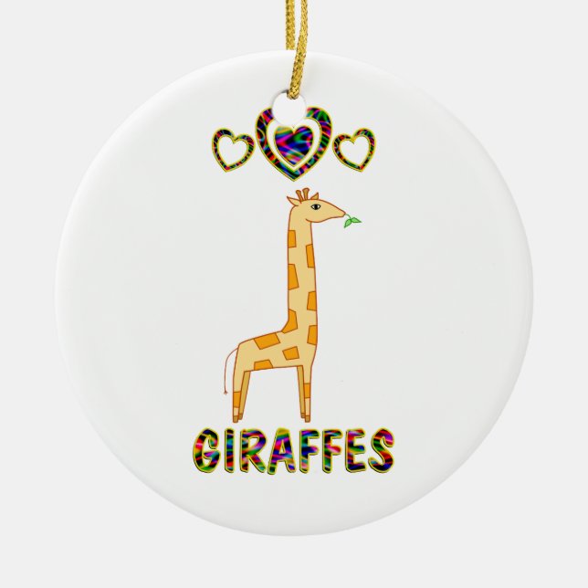 Love for Giraffes Ceramic Tree Decoration (Front)