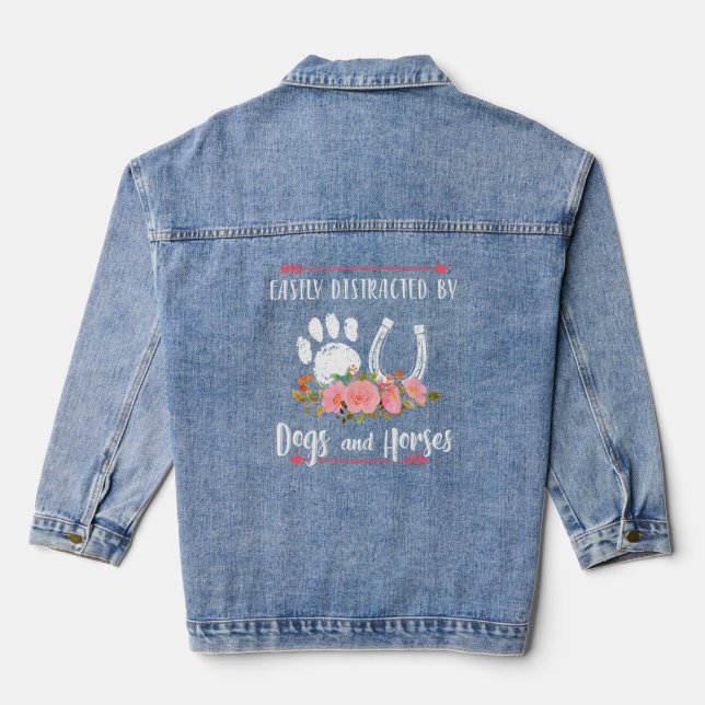 Love for horses & dogs  denim jacket (Back)