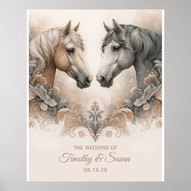 Love for Horses Wedding Sign Poster (Front)